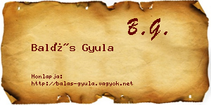 Balás Gyula névjegykártya